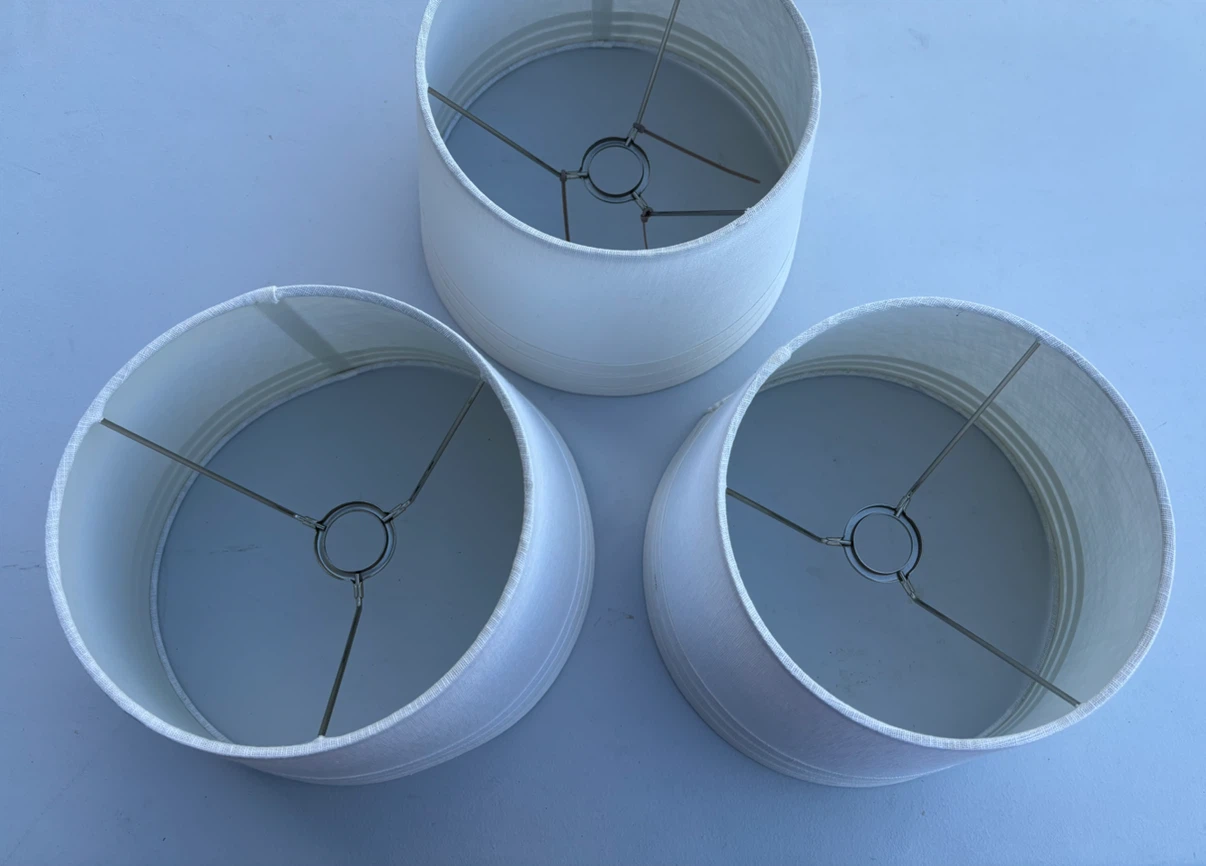 3 White Drum Lamp Shades - photo 2