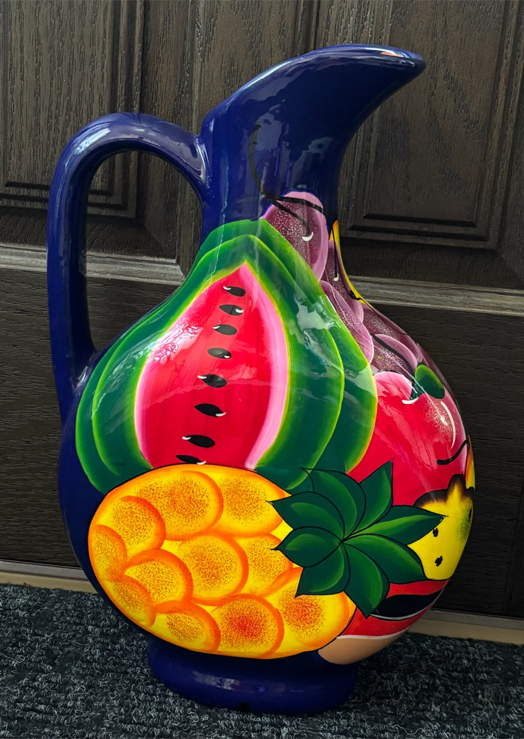 Hand-Painted Fruit Pitcher and Plate Set - photo 3
