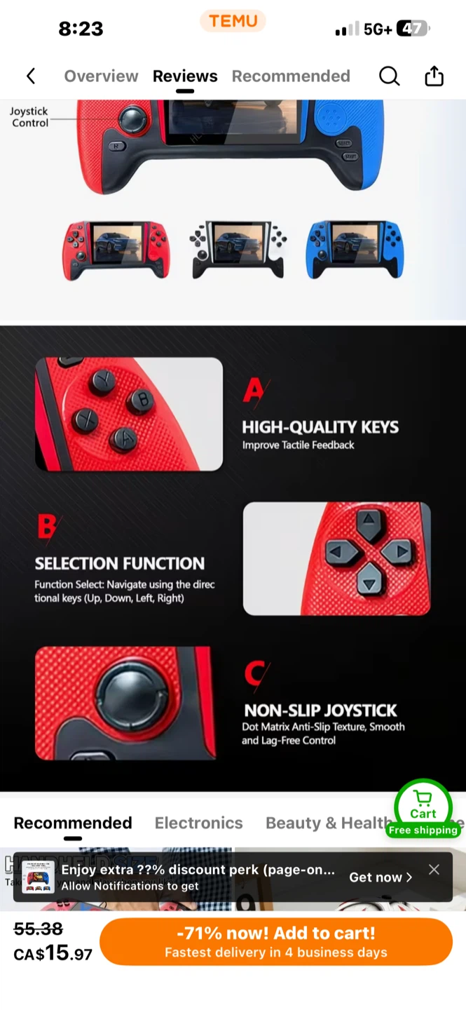 Portable Handheld Game Console Red/Blue - photo 2