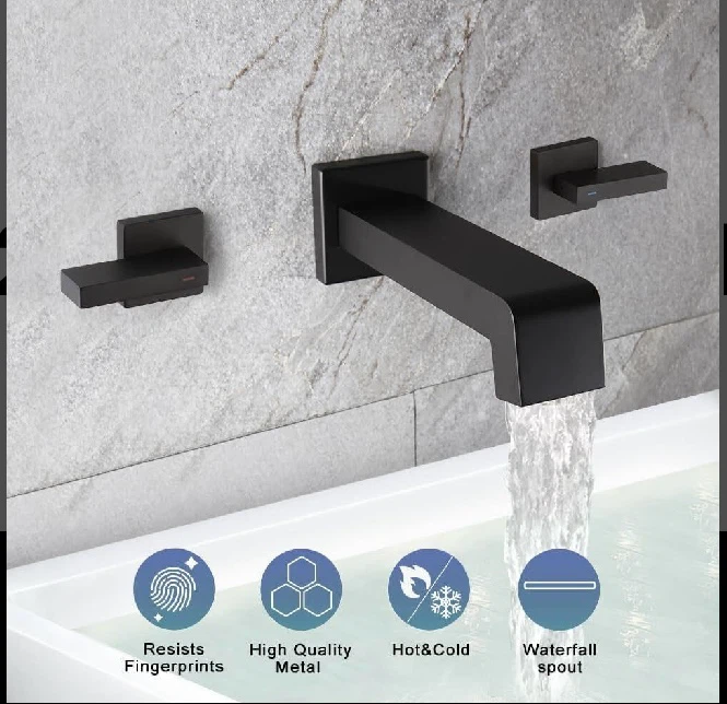 Black Wall-Mounted Faucet Fixture Set - photo 2