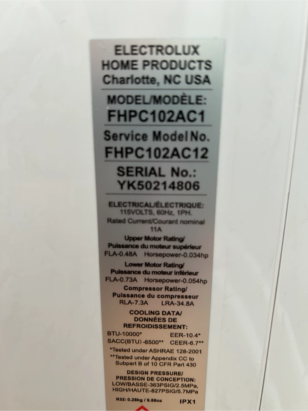 Fridgidaire Portable AC  8,000 BTUS  - used 1 month then stored - photo 4