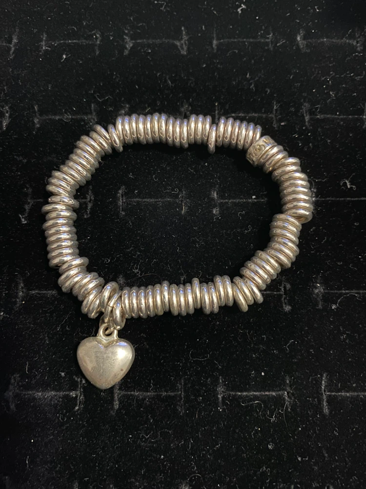 Silver Bracelet with Heart Charm