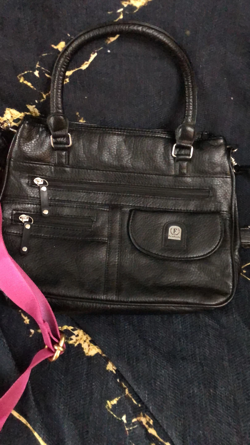 Fantasy Collection Black Faux Leather Shoulder Bag