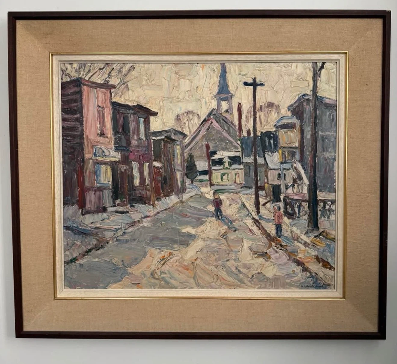 Impressionist Style Oil Painting - Winter Street Scene