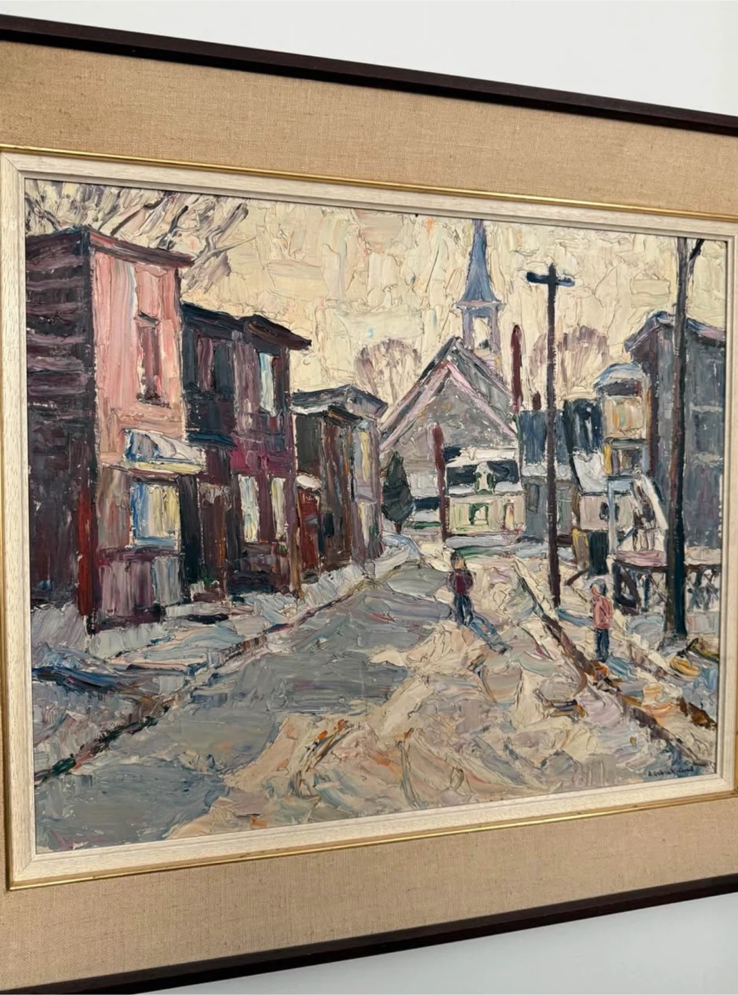 Impressionist Style Oil Painting - Winter Street Scene - photo 2