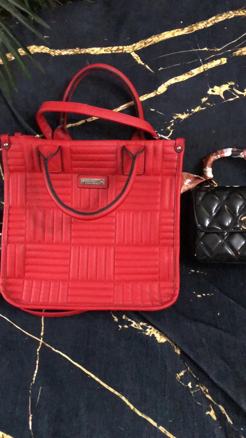 Red Quilted Tote Bag