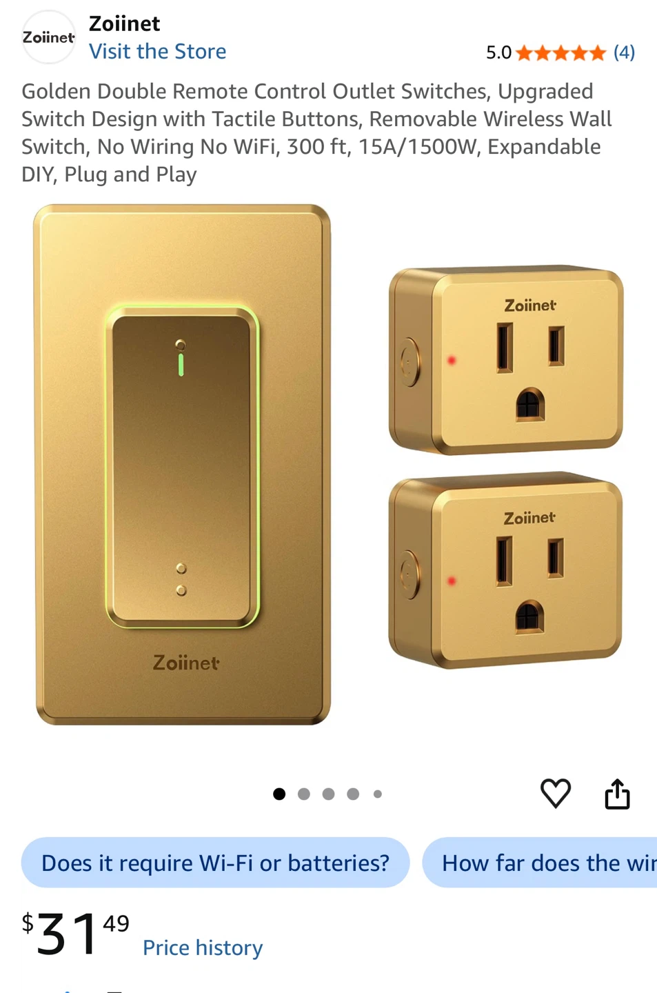Golden Double Remote Control Outlet Switches - photo 2