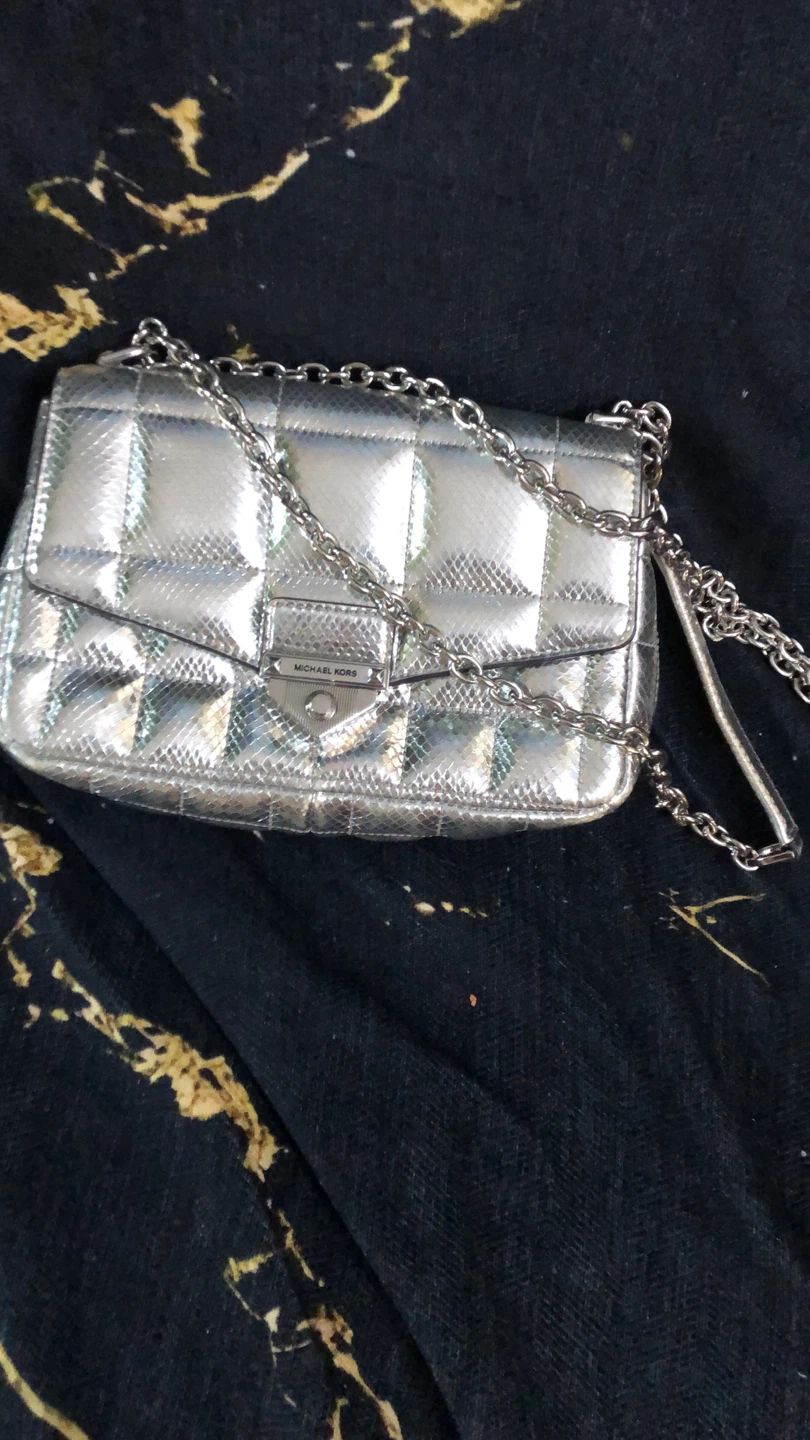 Michael Kors Silver Quilted Shoulder Bag