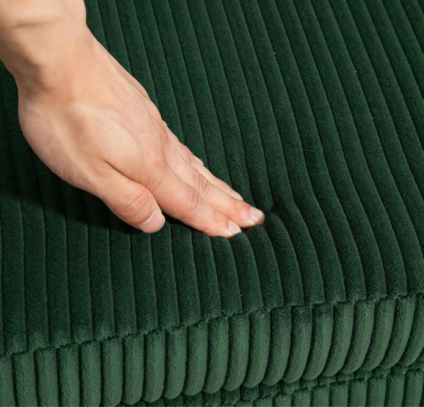 Green Corduroy Storage Ottoman Bench - photo 2