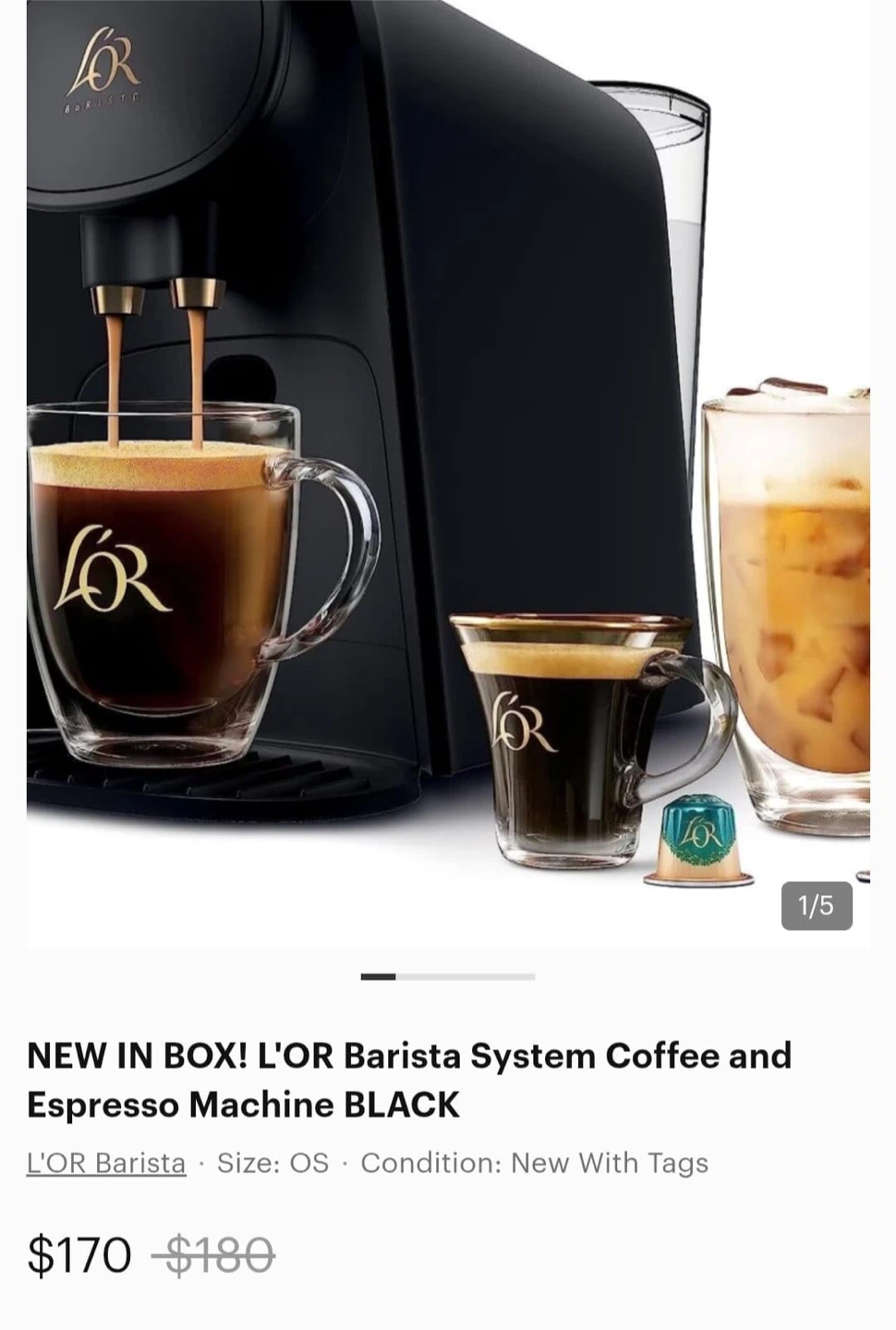 L'OR Barista System Coffee and Espresso Machine - Black