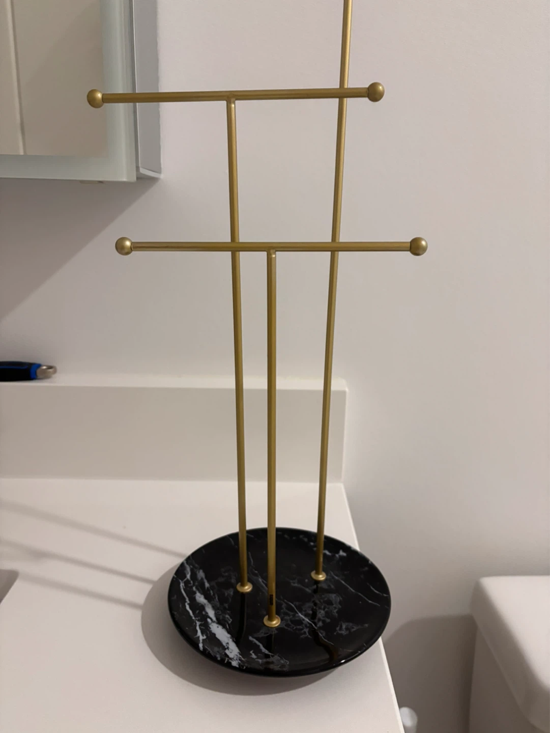 Gold and Black Marble Jewelry Stand