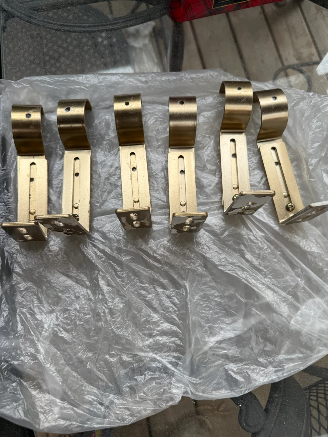 Set of 6 Gold Curtain Rod Brackets