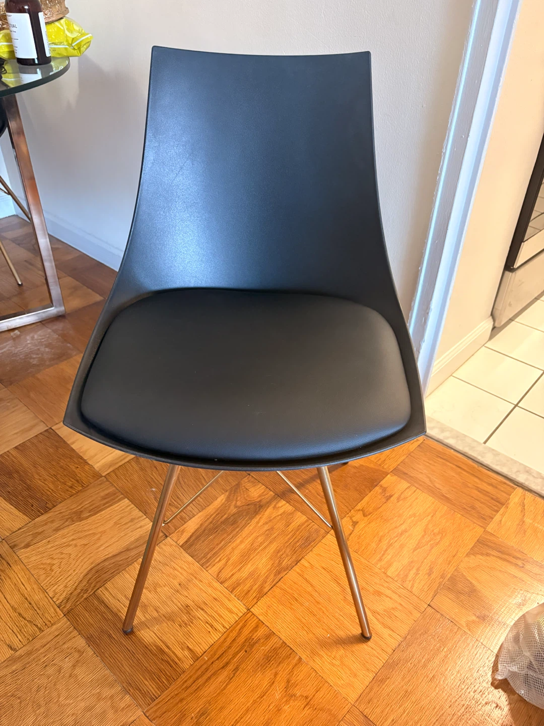 SET OF 4 - Black Dining Chairs with Gold Legs