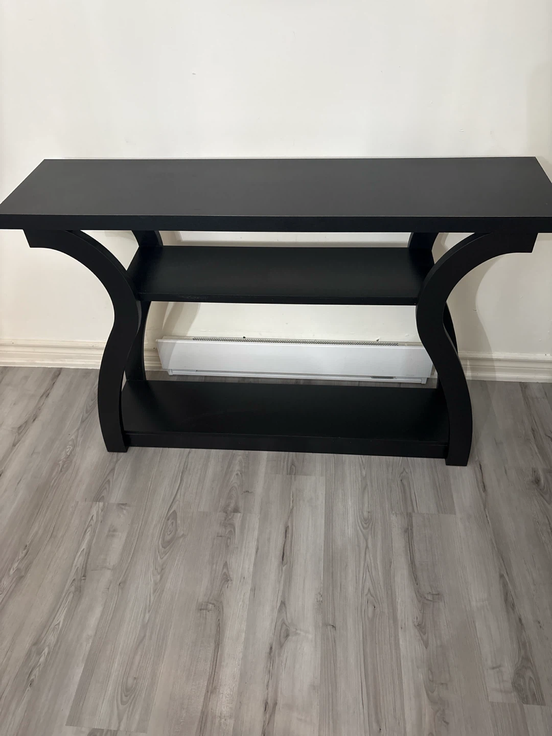 Black Console Table with Two Shelves