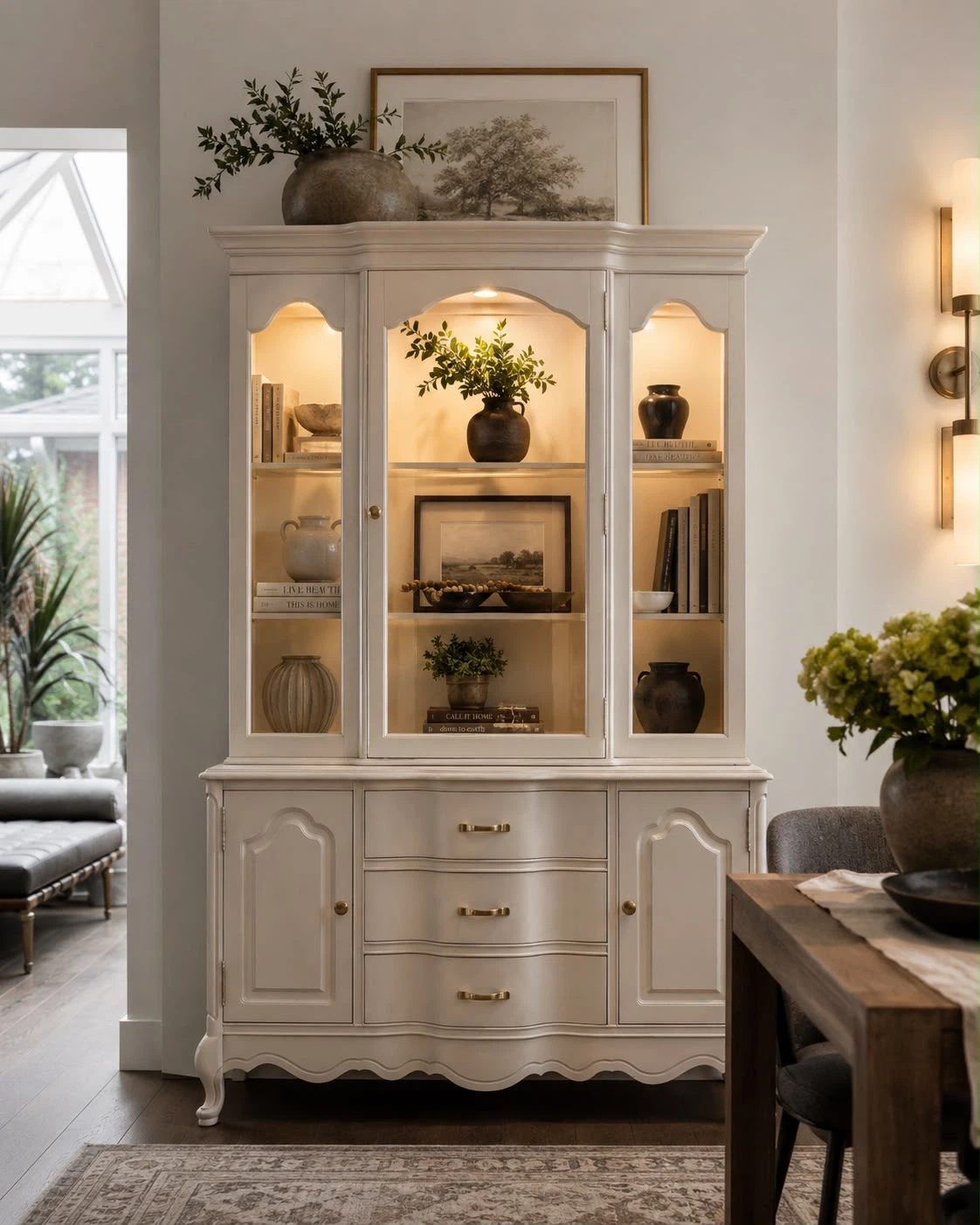 Buffet Hutch with Glass Display Cabinet