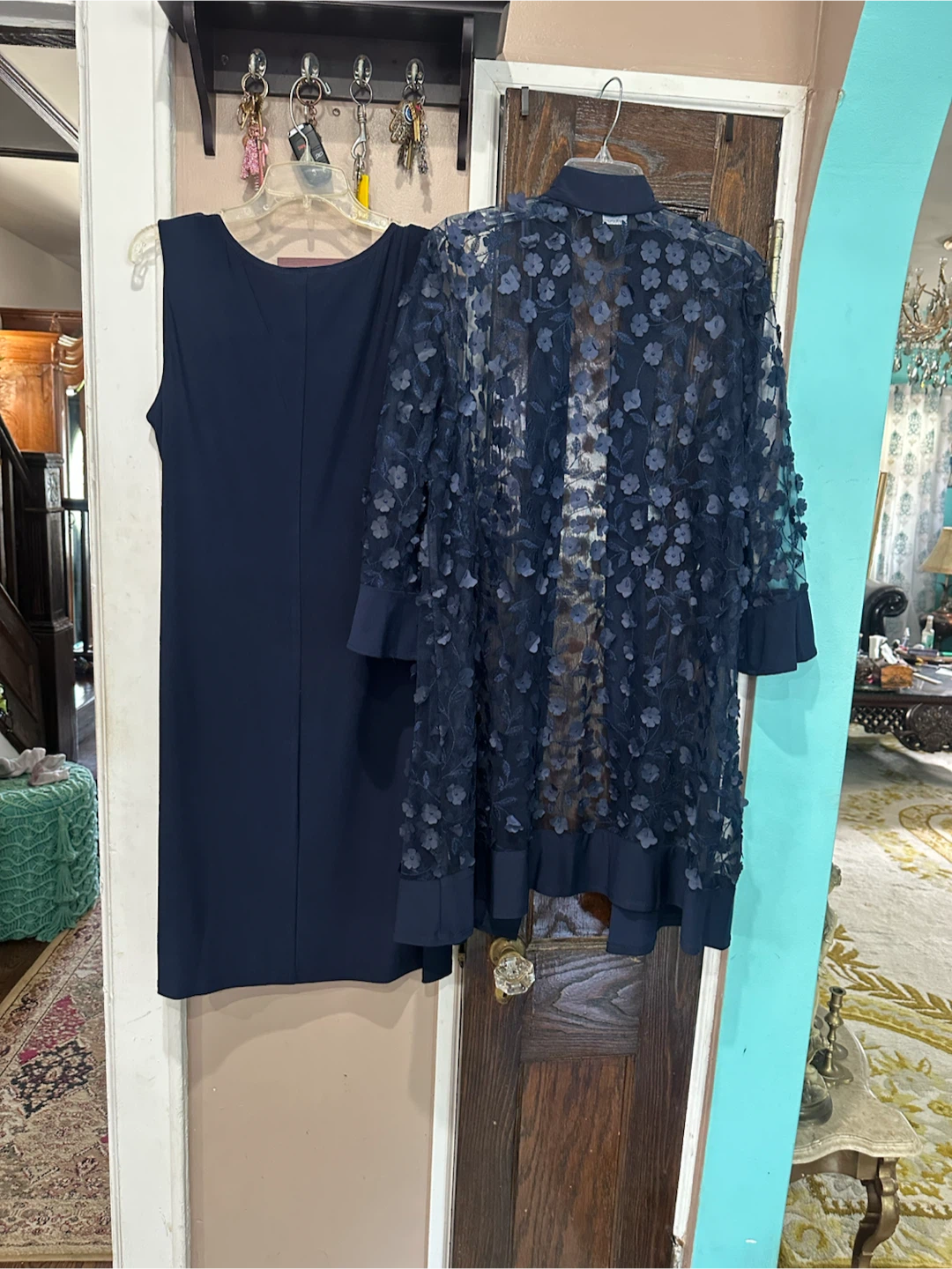 R&M Richards Navy Blue Dress and Jacket Set Size 16 - photo 4