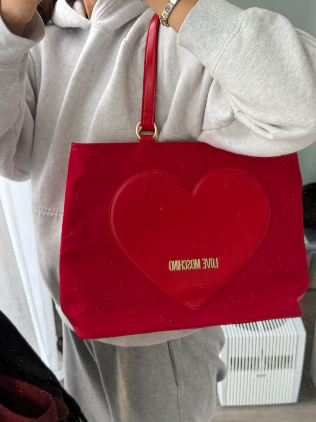 *new* red moschino work tote bag