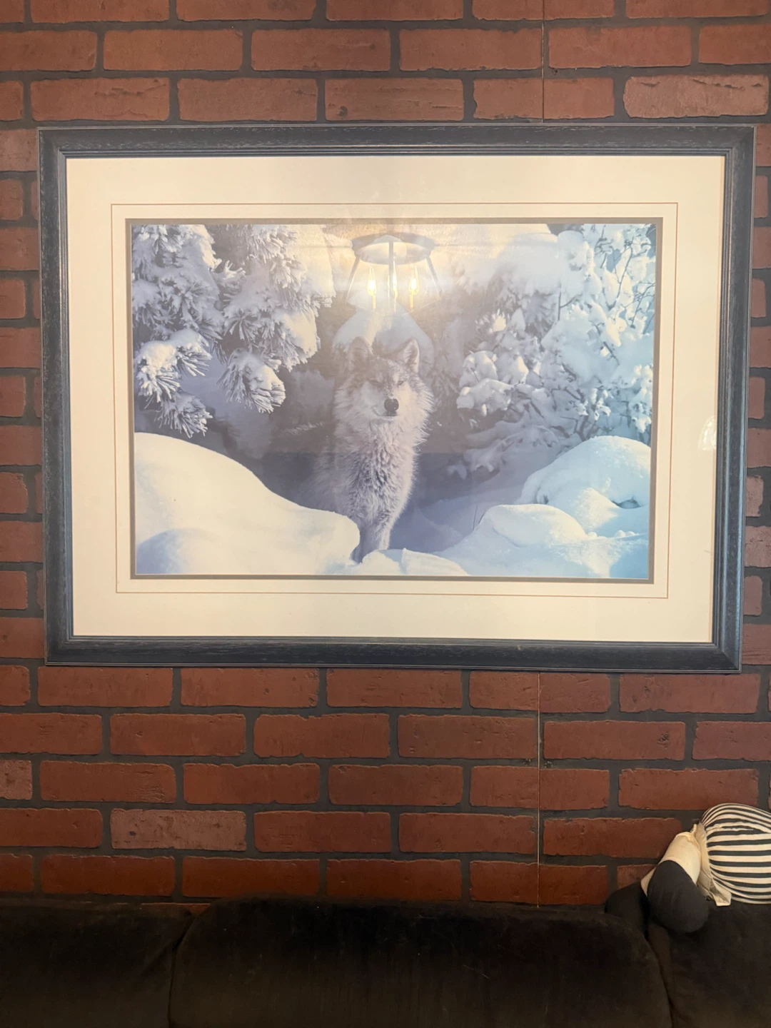 Framed Wolf in Snowy Forest Art Print