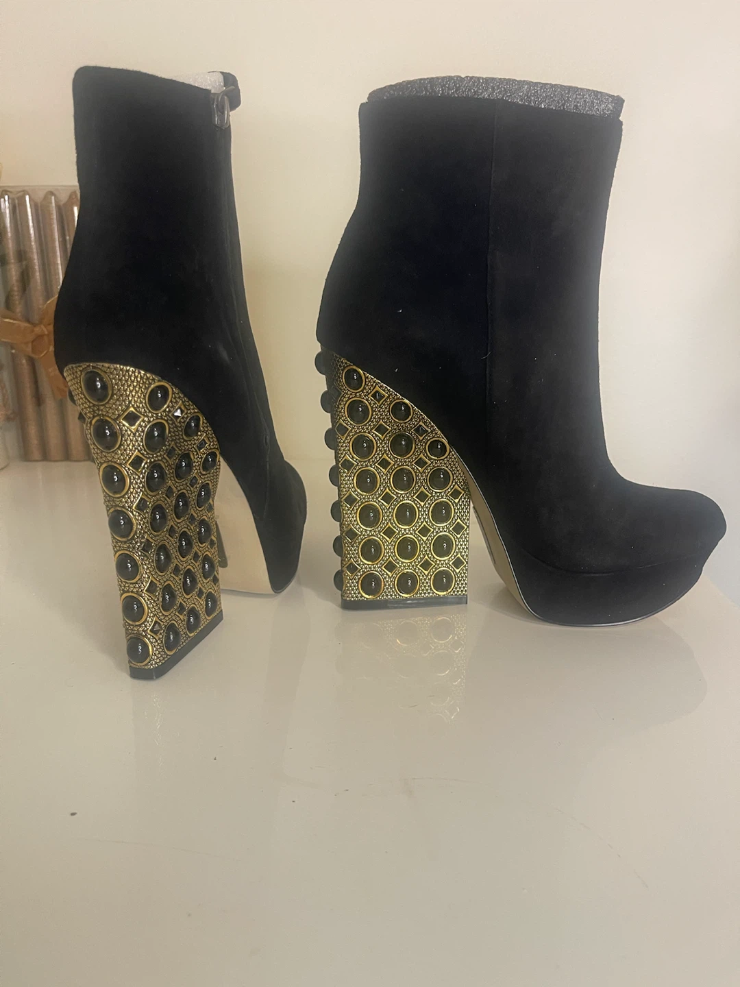 Black Suede Wedge Ankle Boots - photo 2