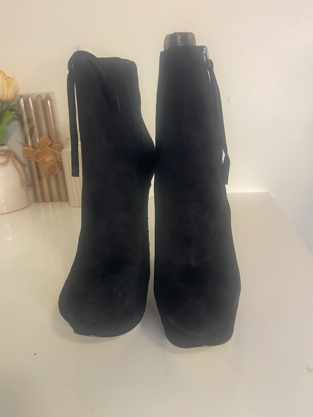 Black Suede Wedge Ankle Boots - photo 4