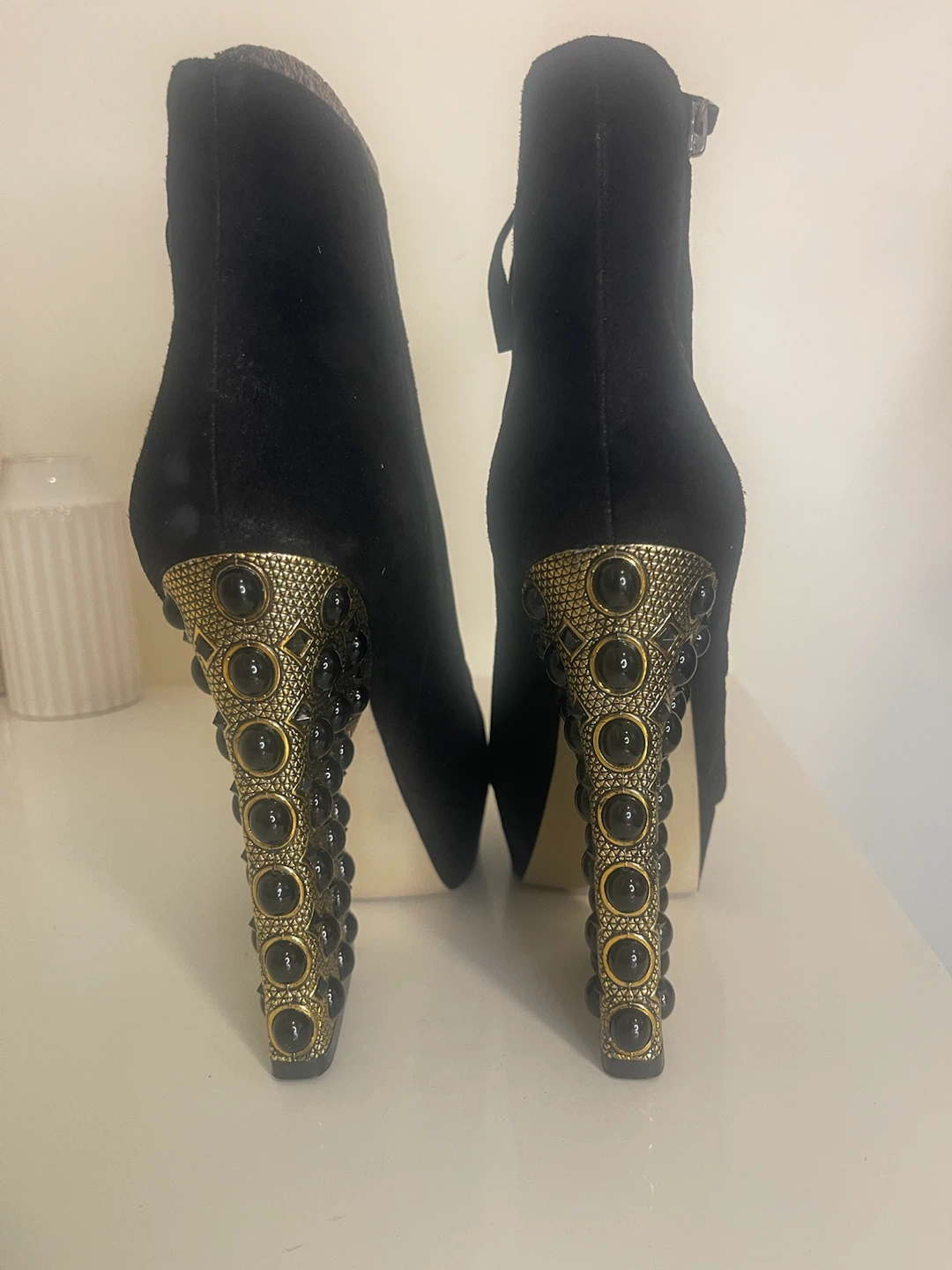 Black Suede Wedge Ankle Boots - photo 5