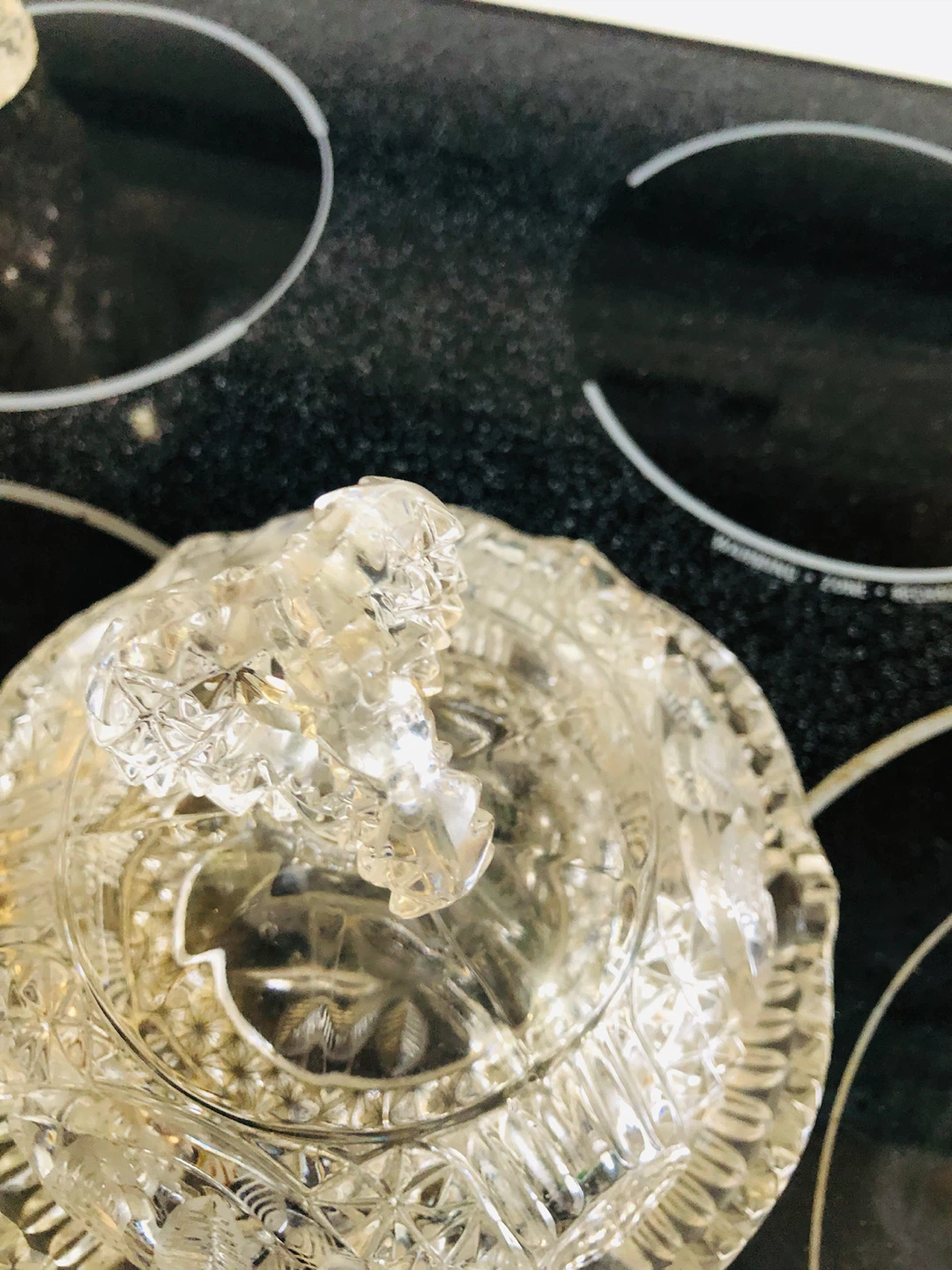 Vintage Glass Butter Dish with Bird and Leaf Etching - photo 2