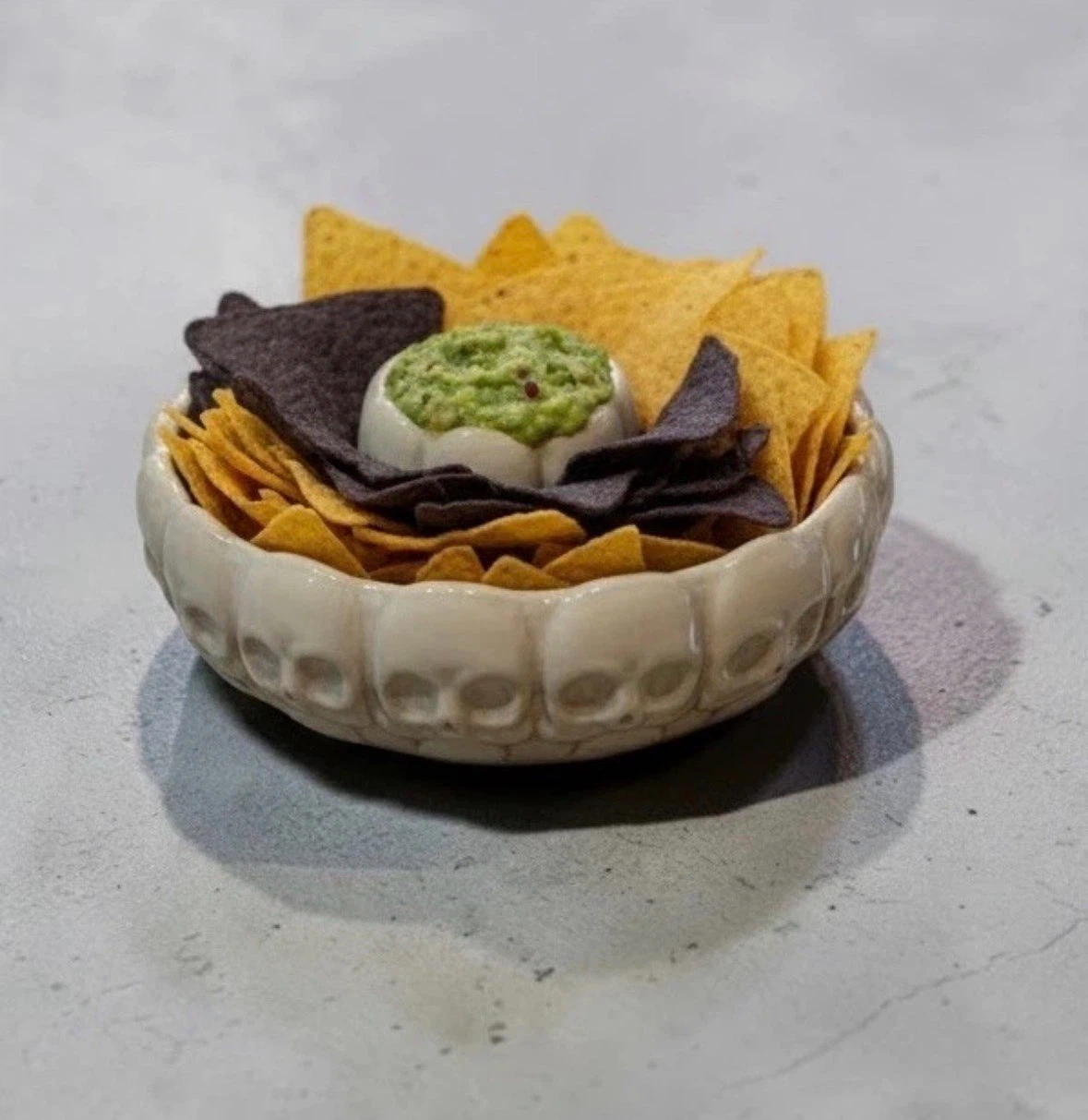 Halloween Skull Chip & Dip Ceramic Tray Gothic 12” NIB - photo 2