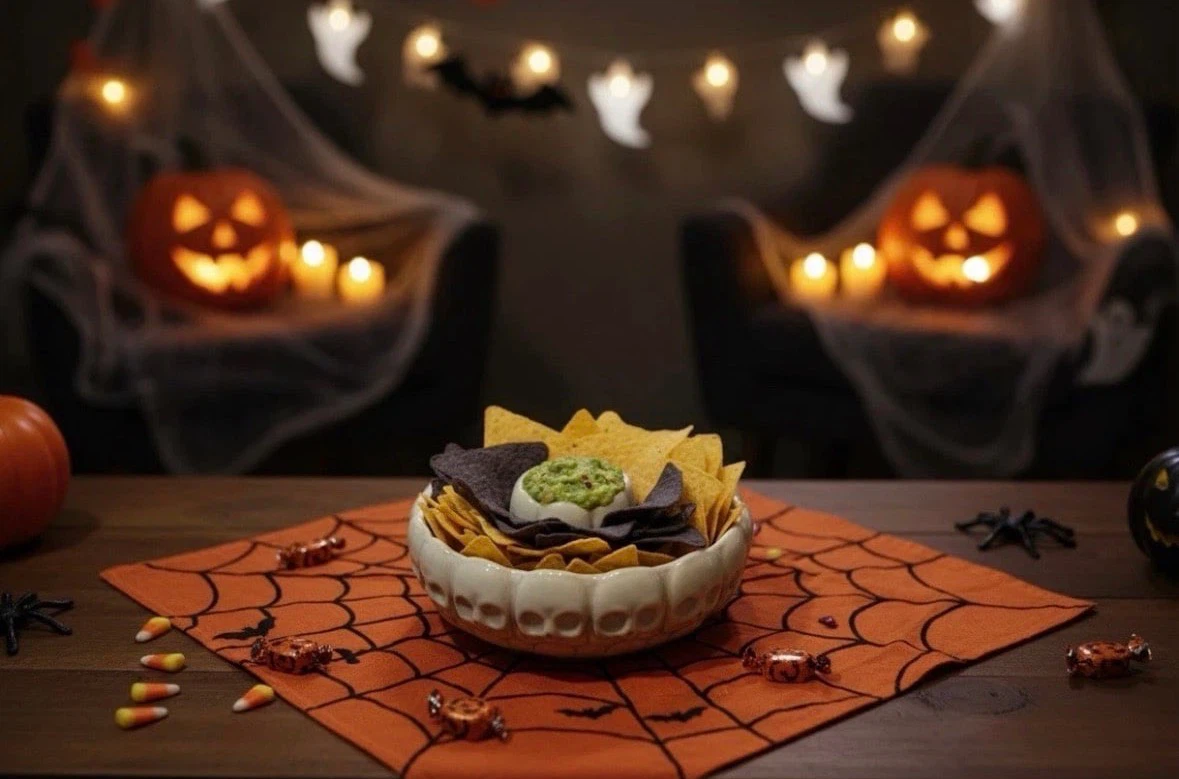 Halloween Skull Chip & Dip Ceramic Tray Gothic 12” NIB - photo 3