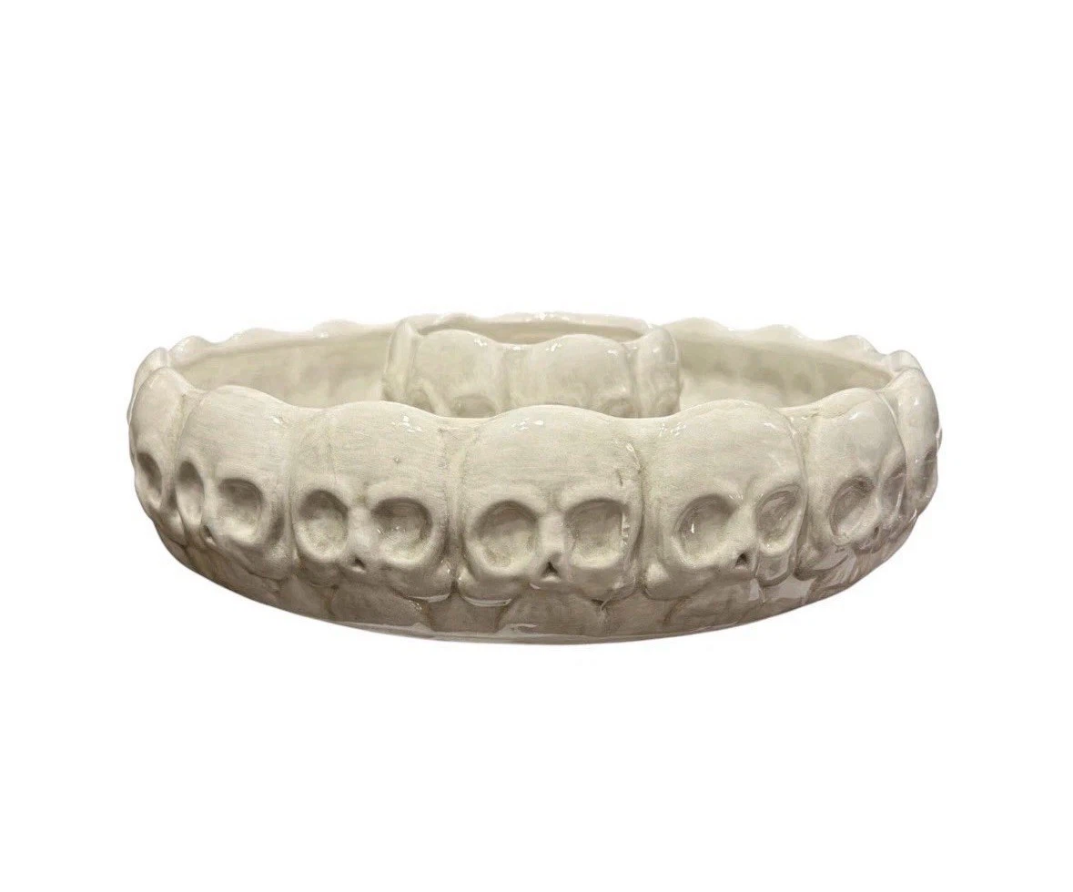 Halloween Skull Chip & Dip Ceramic Tray Gothic 12” NIB - photo 5
