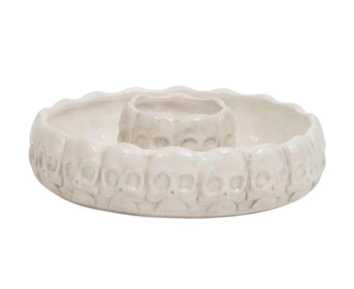 Halloween Skull Chip & Dip Ceramic Tray Gothic 12” NIB - photo 5