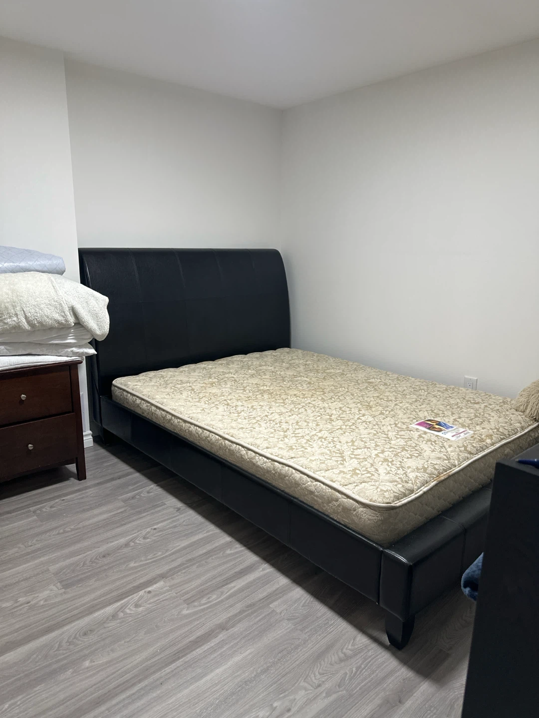 Black Faux Leather Queen Bed Frame