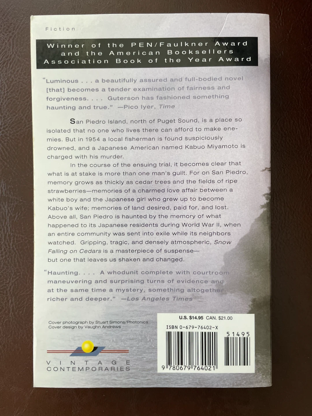 Snow Falling On Cedars Book *New - photo 3