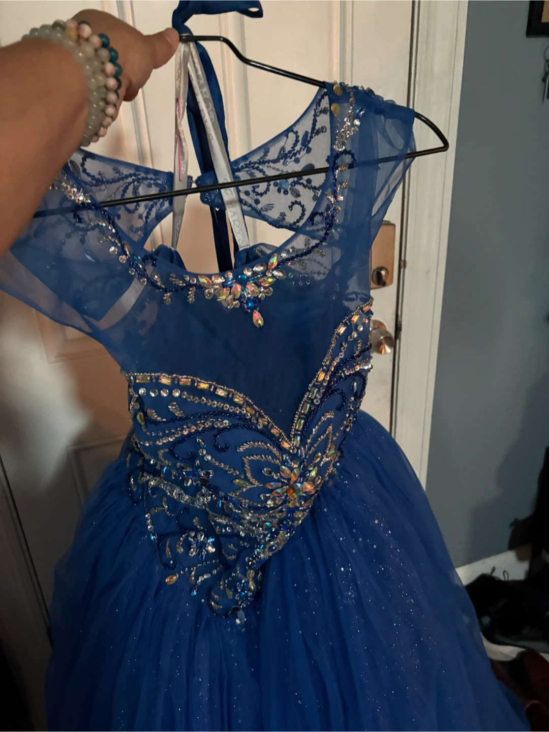 Blue Formal Gown with Rhinestone Embellishments