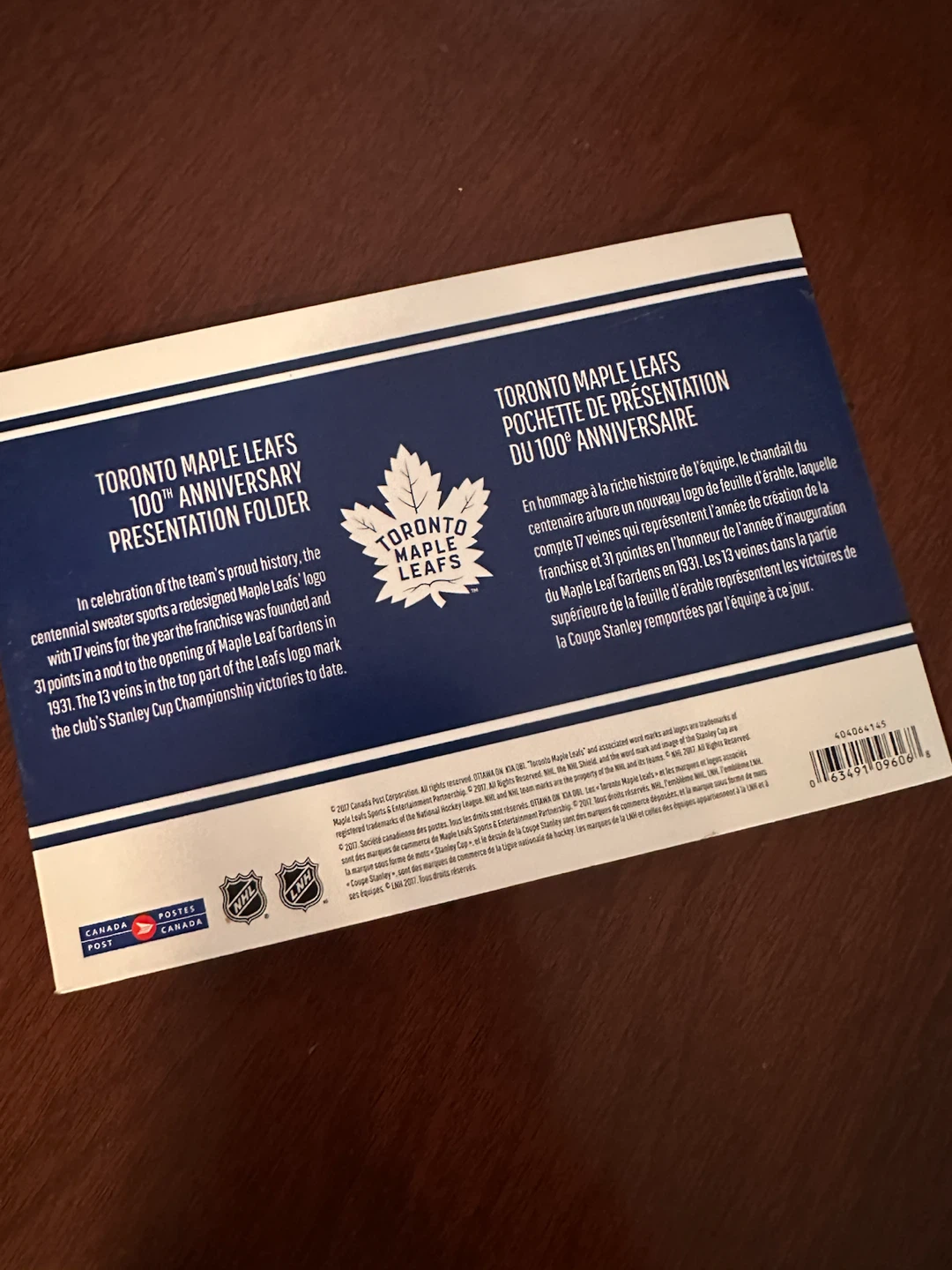 Toronto Maple Leafs 100th Anniversary Presentation Folder - photo 3