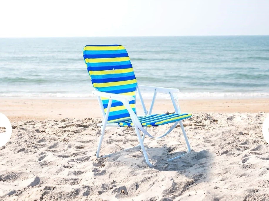 Caribbean Joe Folding Beach Chair - Blue Yellow Stripe - photo 2