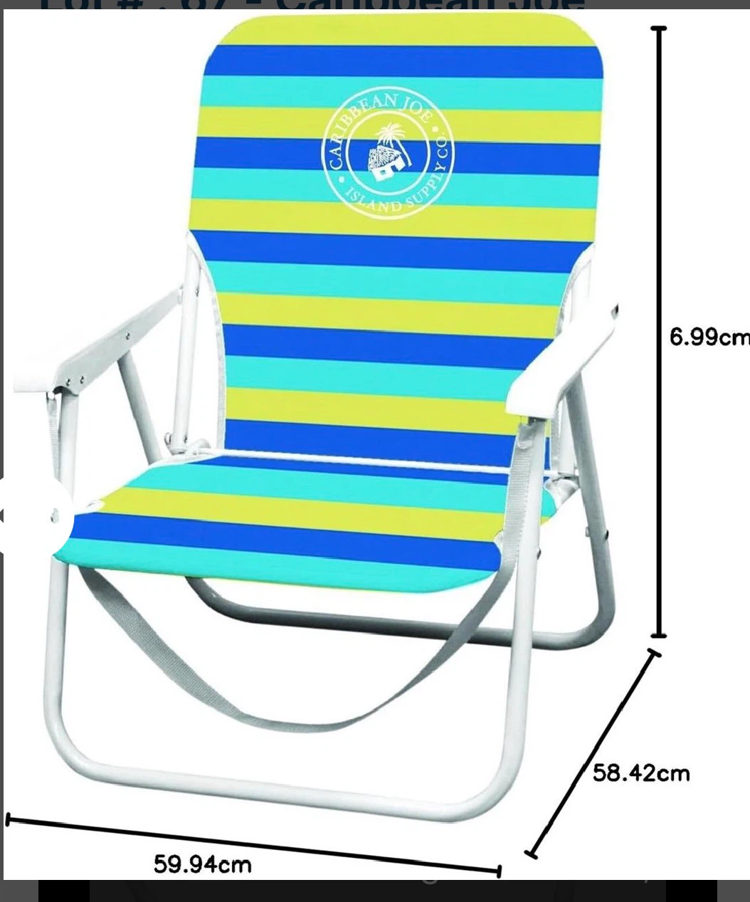 Caribbean Joe Folding Beach Chair - Blue Yellow Stripe - photo 3