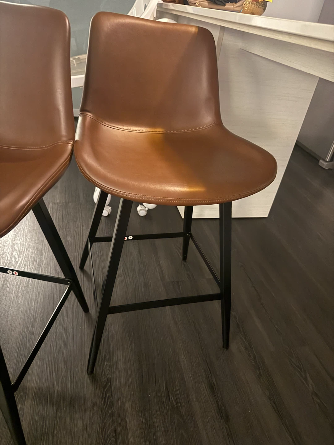 Leather bar stools x2