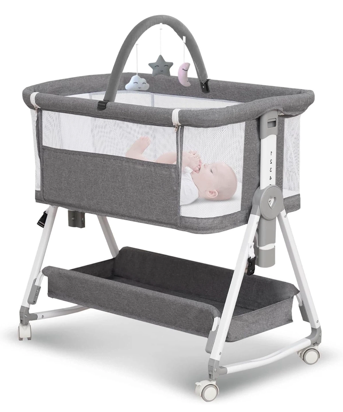 3-IN-1 Baby Bassinet - Bedside Sleeper & Rocking Bassinet