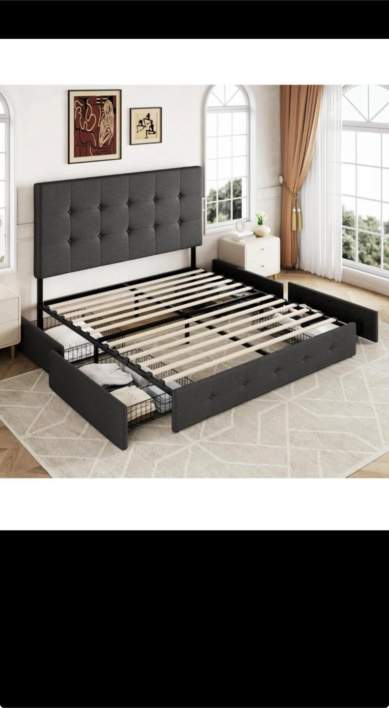 Platform Bed Frame with Storage Drawers