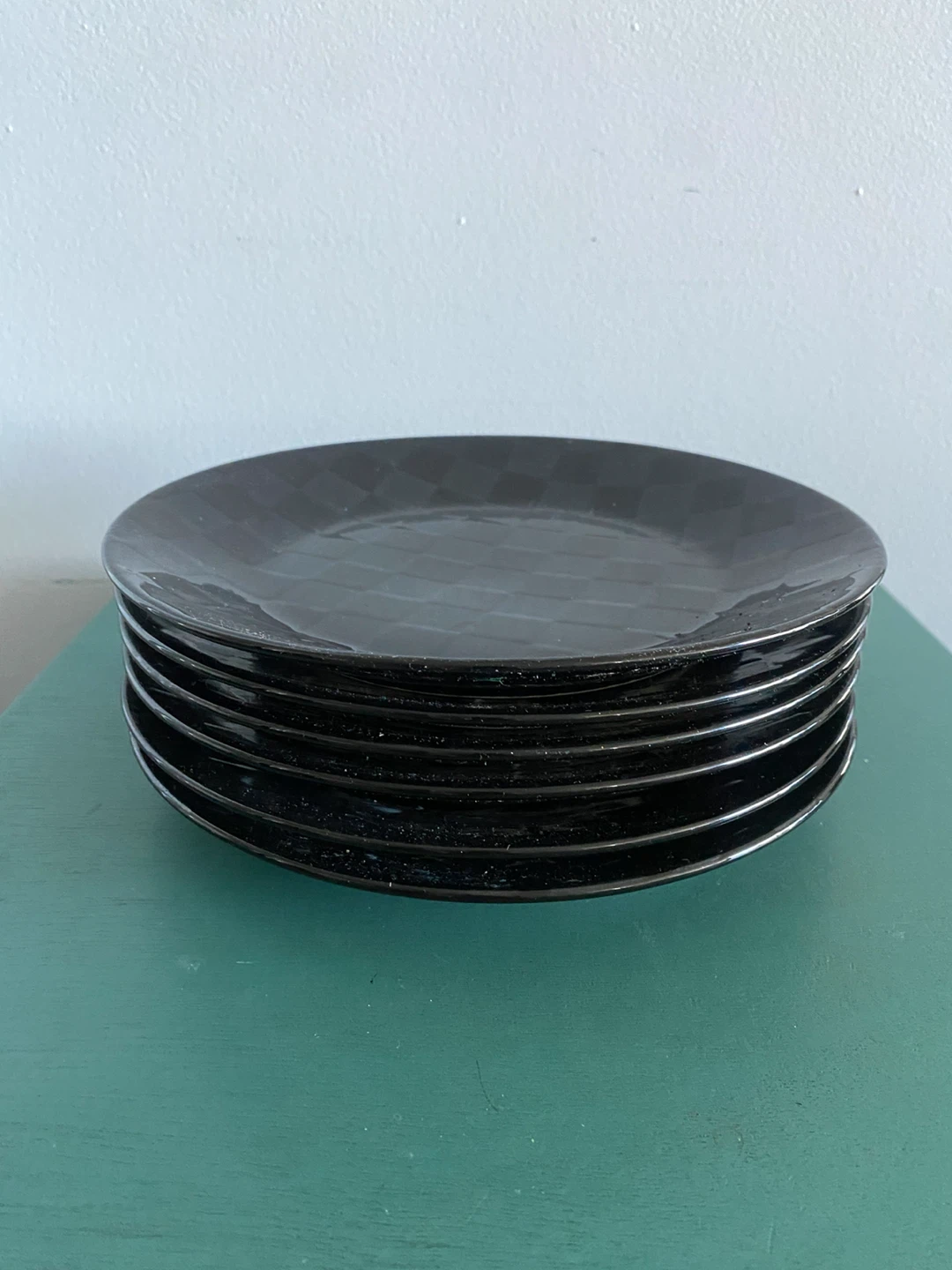 Set of 6 Sango Black Checkerboard side Plates