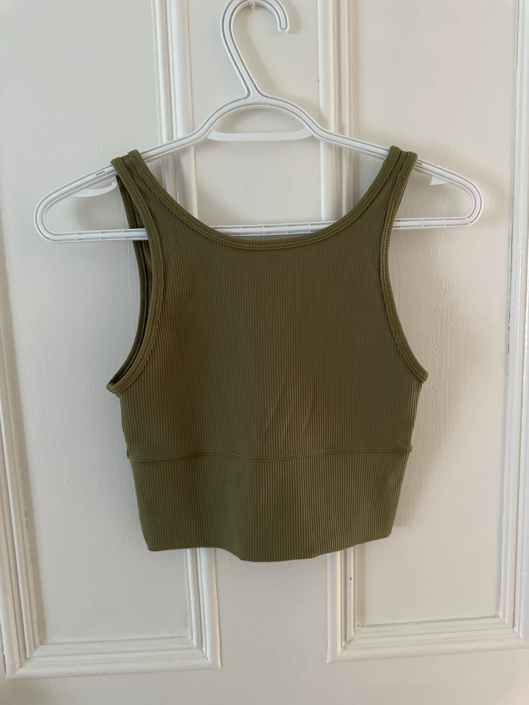 Lululemon Ribbed Crop Tank Top Olive Green