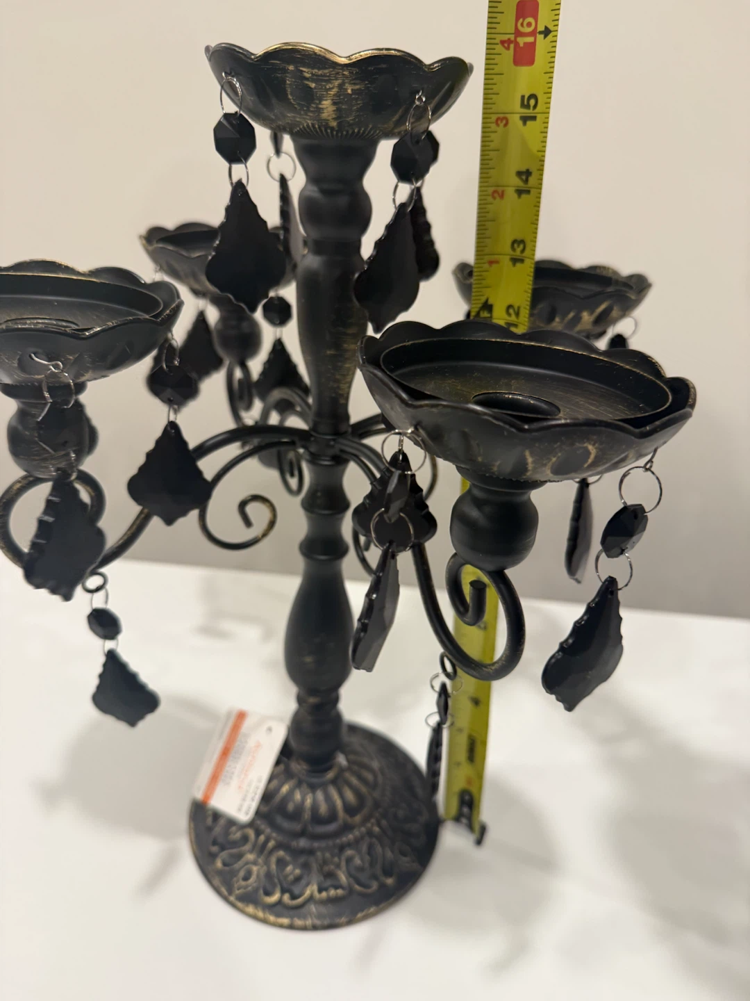 Halloween Black Candelabra with Dangles