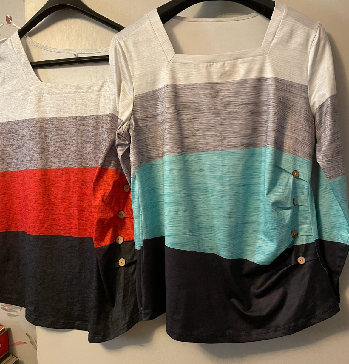 Two Colour Block Long Sleeve Tops