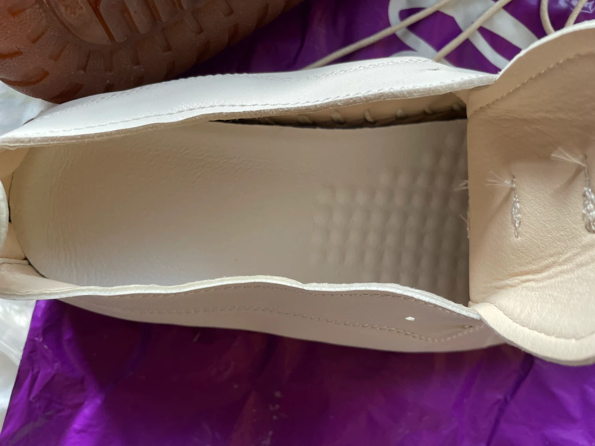 White & Brown Stitch Detail Lace-Up Shoes - Size 10 - photo 4