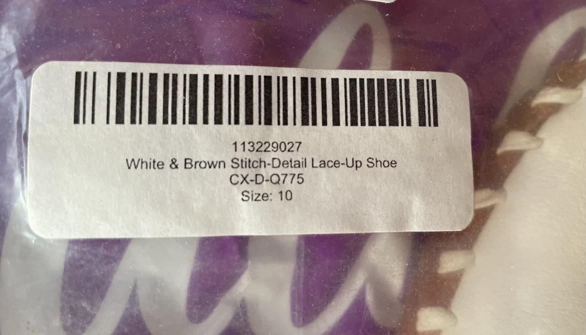 White & Brown Stitch Detail Lace-Up Shoes - Size 10 - photo 5