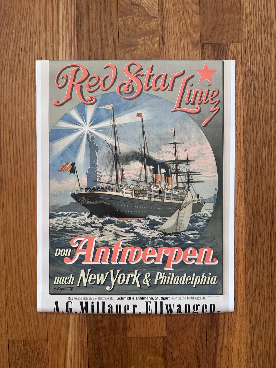 Red Star Line Poster - Antwerp to New York/Philadelphia