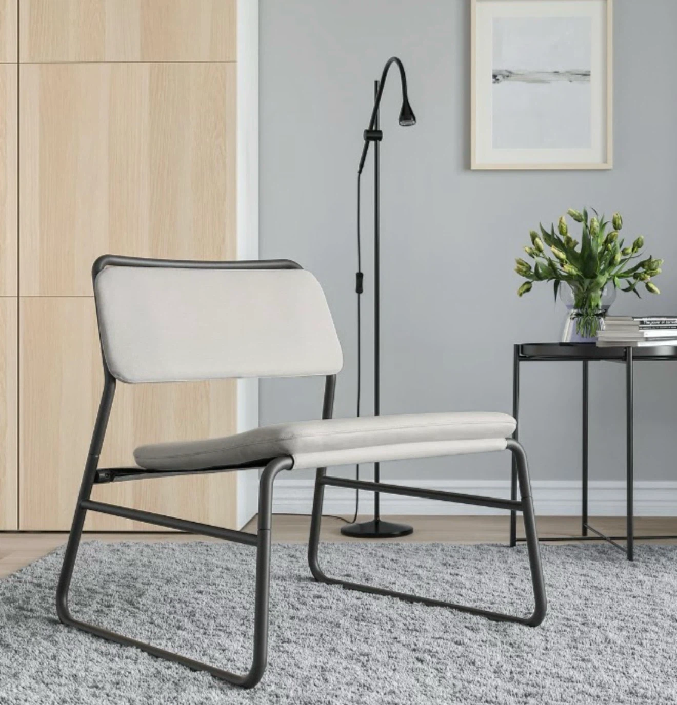 Modern Lounge Chair - Light Grey Fabric IKEA Linneback