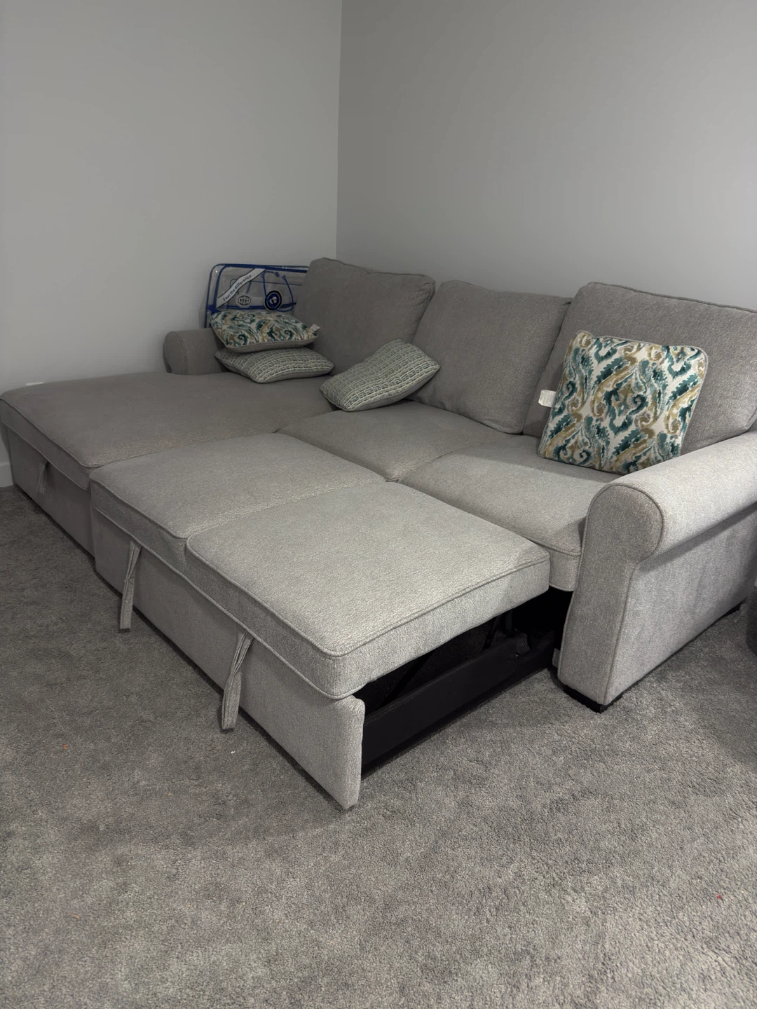 Gray Sectional Sleeper Sofa with Storage Chaise