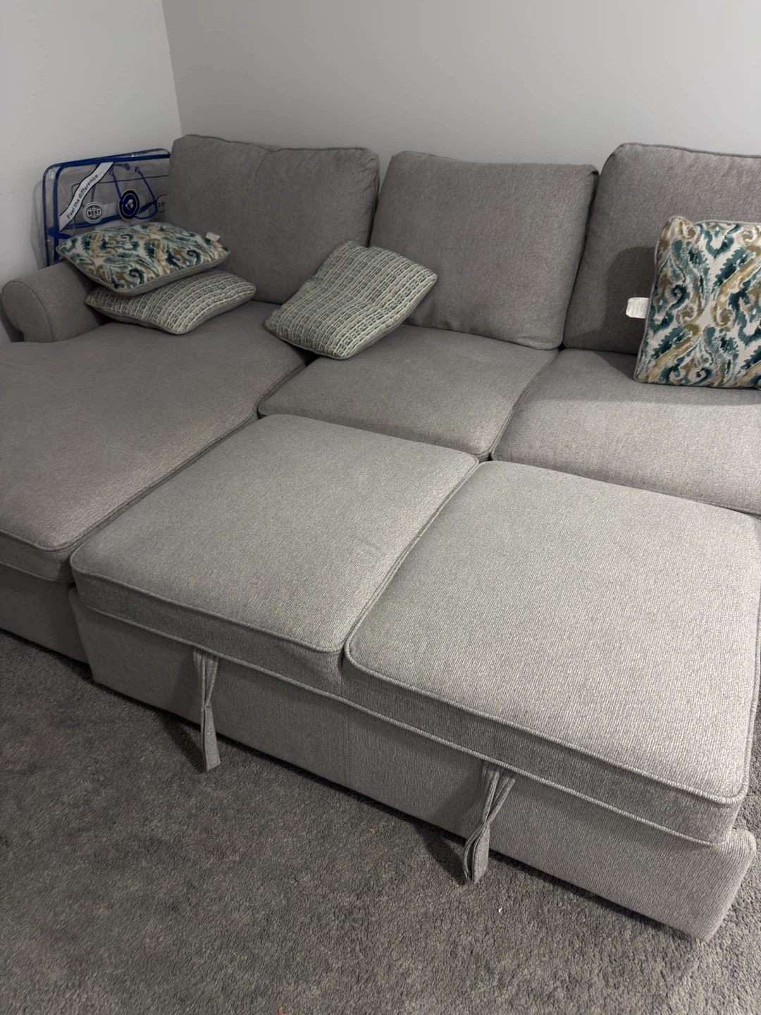 Gray Sectional Sleeper Sofa with Storage Chaise - photo 2