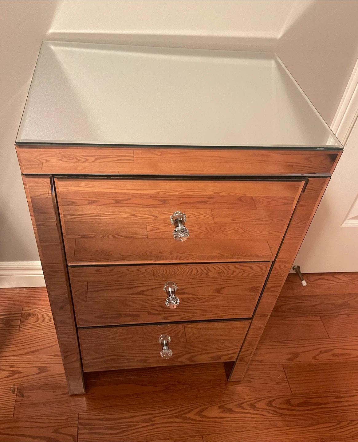 Mirrored 3-Drawer Nightstand